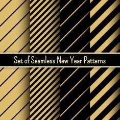 Set of black and gold seamless New Year party patterns N2