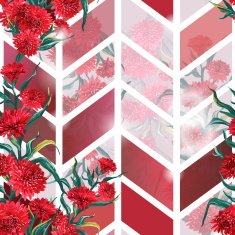 pattern of red flowers and geometric background N2