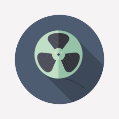 Colorful film reel flat round icon with long shadows