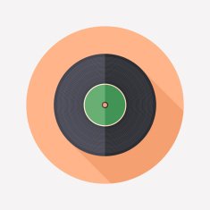 Vinyl flat round icon with long shadows