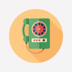 Vintage telephone flat round icon with long shadows N2