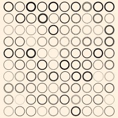 100 vintage round borders Set with circle frames