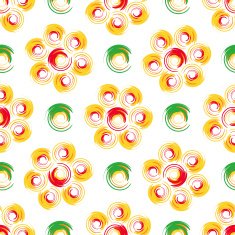 Autumn flowers Abstract geometric seamless pattern with colored circles