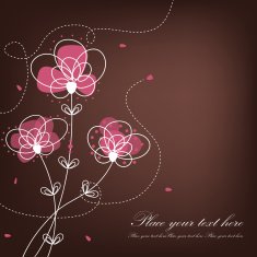 Beautiful floral background Pink flowers on a brown background N2