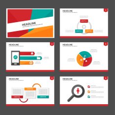 Red green orange Infographic elements presentation template flat design set N2