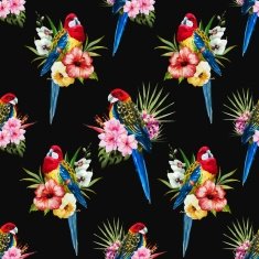 Watercolor vector rosella bird pattern N4