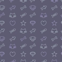Pets line icons on black background