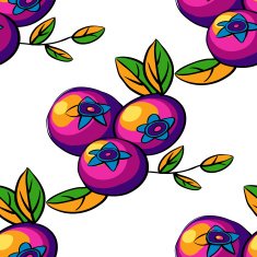 Vector seamless pattern of bright blue berries N2