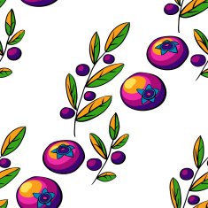 Vector seamless pattern of bright blue berries N3