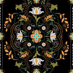 Black floral seamless pattern N2