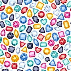 Seamless gemstones pattern on white N3