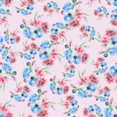 Watercolor Eustoma flower pattern N2