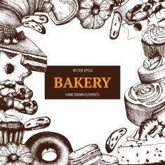 Vintage bakery sketch background