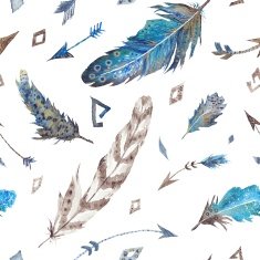 Watercolor feather pattern N6