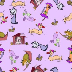 Seamless pattern with hand drawn pets N2
