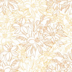 Seamless Pattern Lily Flowers Contours