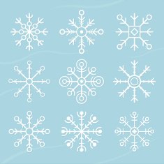 set of vector snowflakes flat icons