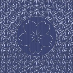 Traditional japanese embroidery Sashiko with sakura flower N2