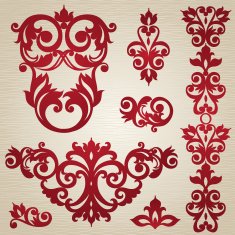 Vector set with ornament in Victorian style N4