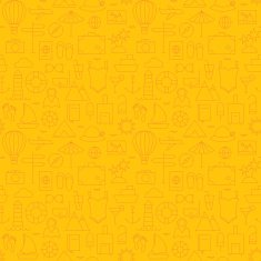 Thin Summer Line Travel and Resort Yellow Seamless Pattern