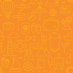 Thin Summer Holiday Line Vacation Resort Seamless Orange Pattern