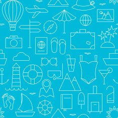 Thin Summer Holiday Line Vacation Resort Seamless Blue Pattern
