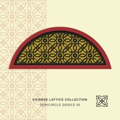 Chinese window tracery semicircle frame 36 star flower