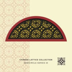 Chinese window tracery semicircle frame 35 round flower