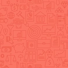 Thin Business Line Banking Finance Red Seamless Pattern