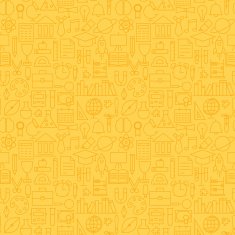 Thin School Line Education Graduation Seamless Yellow Pattern N2