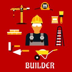 Builder and construction flat icons