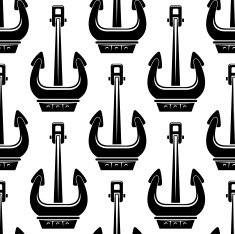 Seamless pattern with black ship anchors