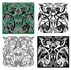 Heron birds with celtic ornament