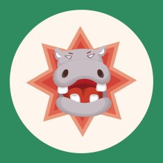 animal hippo cartoon theme elements