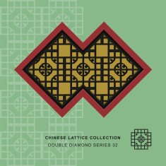 Chinese window tracery double diamond frame 32 round corner