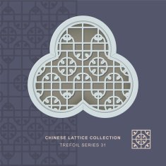 Chinese window tracery trefoil frame 31 round square