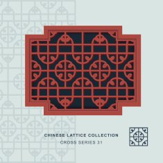 Chinese window tracery cross frame 31 round square