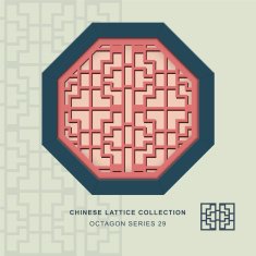 Chinese window tracery octagon frame 29 cross square