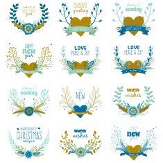 Christmas calligraphic wishes and winter elements