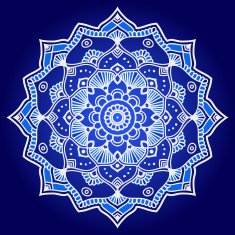 White and blue graphic indian floral mandala