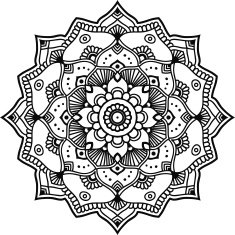 Black graphic indian floral mandala