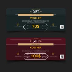 Gift Voucher Coupon Card Green and red N2