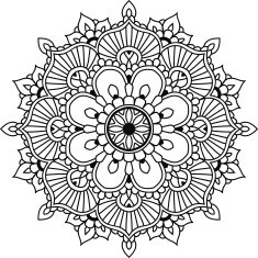 Black line graphic indian floral mandala