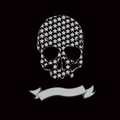 Vector Black and White Ribbon Skull Illustration
