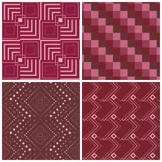 Set four geometric square seamless pattern