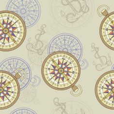 Seamless background with compass and anchor