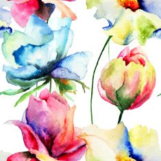 Seamless pattern with wild flowers