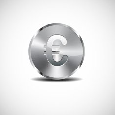 Metallic medal Euro money sign