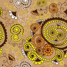 Beige vintage seamless pattern with colorful decorative flowers