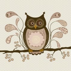 Cute stylized owl on a branch